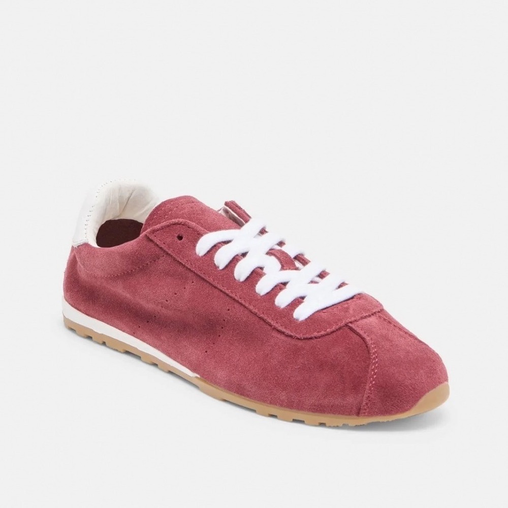 NEW Dolce Vita Serina Sneaker Womens 7 Burgundy Suede Lace Up Made in Italy